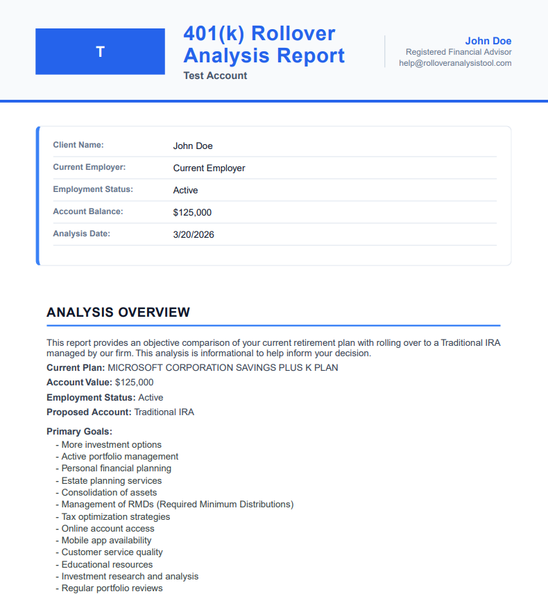 Audit-Ready Documentation - Sample rollover analysis report